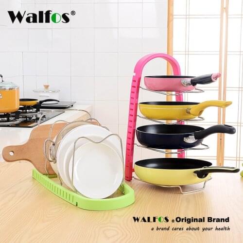 WALFOS Multi-Purpose Kitchen Storage Racks Pot Pan Cookware Lid Chopping Block Kitchen Organizer Pot Lid Shelf Holder