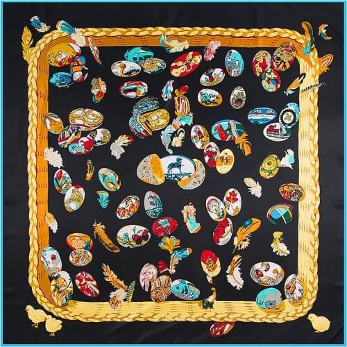 Fashion Twill Silk Scarf Ladies Large Square Scarf Bandana Handkerchief Foulards Pareo Beach 130*130CM