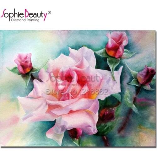 Sophie Beauty Diy diamond embroidery full rhinestones mosaic cross stitch Rose Flower pattern diamond painting home decor 18921