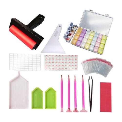 New 5D Diamond Painting Tools Kits Diamond Embroidery Accessories Sets Roller pen Clay Tray stylo sticker Storage Box set