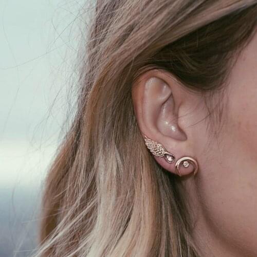 2 Pairs/ Set Bohemian Wings Moon Water Drop Crystal Gem Gold Stud Earring Set Female Wedding Party Shiny Jewelry