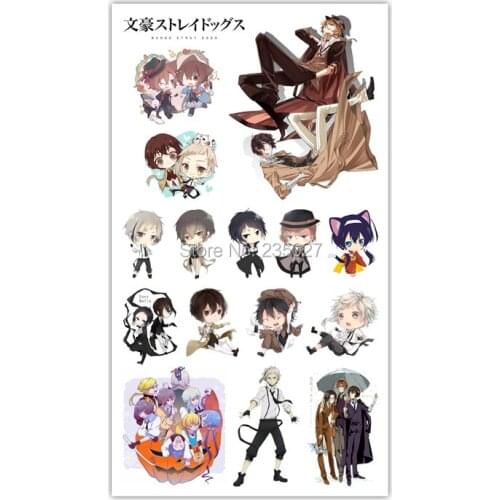 30 sheets/lot Bungou Stray Dogs Tattoo Stickers Children Tattoos Paper For Kids Body Arm Anime Sticker
