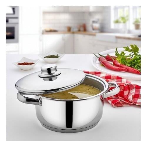 Stainless Steel 26cm High Quality Pot Soup Stock Saucepan Stewpot with Lid Made in Turkey
