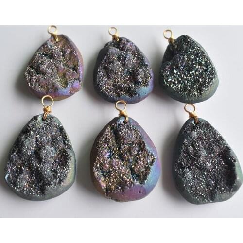 Wholesale 6pcs/lot fashion good quality natural colorful agates drop shape pendants for jewelry accessories making free shipping