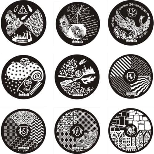 Wholesale Excellent Nail Art Template Image Plate Round Steel Hehe Series Stencil Stamping Printing Palette 3D Nail Mold 200pcs