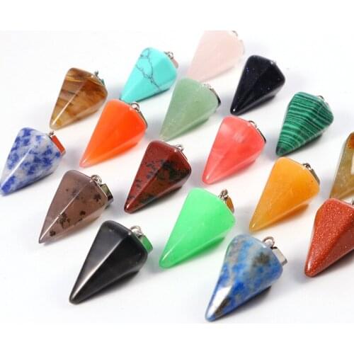 Wholesale Assorted Natural Stone Mixed Pendulum Pillar Charms Chakra Pendants DIY Necklaces for Making