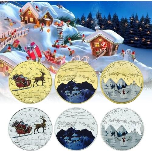 Christmas Gold Plated Coins Collectibles with Box US Coin Original Silver Coins Gift Set for Children Dropshipping