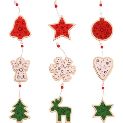 Adornos Navidad 2021 Natal Christmas Tree Decoration Wooden Star Christmas Drop Qrnament