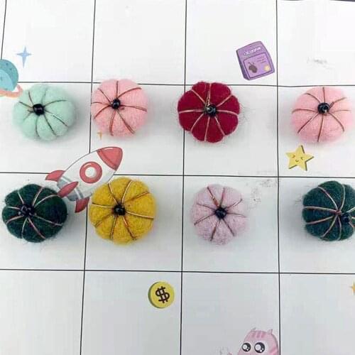1pc Halloween Pumpkin DIY Cute Wool Felt Fur Balls Craft Girls Jewelry Handmade Decoration Craft Needlepoint Needle Kit G4P4
