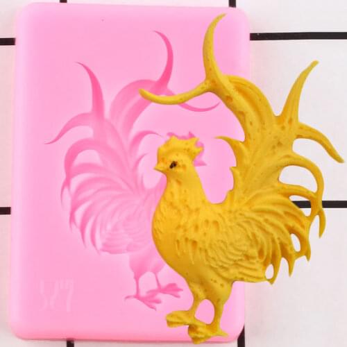 Cock Silicone Molds DIY Chickens Party Cake Decorating Tools Cupcake Topper Fondant Mold Candy Clay Chocolate Gumpaste Moulds
