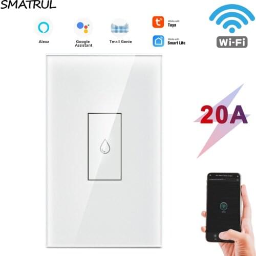 SMATRUL US Tuya Touch Hood Boiler Water Heater APP WiFi Switch Wall 20A 4400W Timer Smart Life Voice Control Google Home Alexa