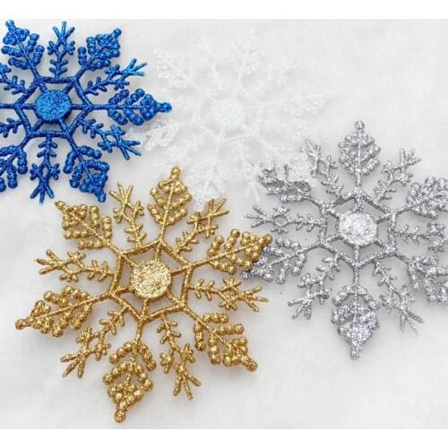 Christmas Tree Decoration 12ps Gold Powder Snowflakes Christmas Decorations for Home New Year 2020 Kids Gifts Noel Navidad Decor