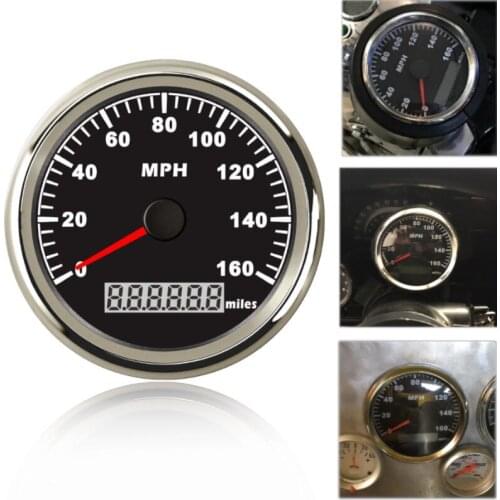 Universal 85mm Waterproof GPS Speedometer 0~160MPH 316 L Bezel Digital Gauge Meter With Red Backlight 9-32V