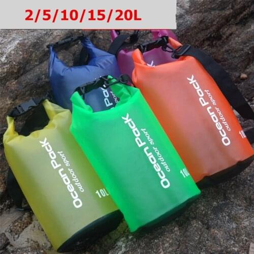 High quality PVC 2L/10L/20L Outdoor Dry Waterproof Bag Floating Gear Portable Durable Bags For Boating Fishing Rafting Swiming