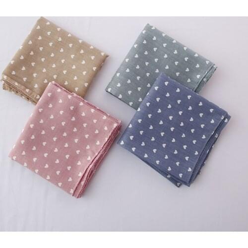 Yishine 42*42cm Cute Children scarf Small Hearts Prints Cotton Boy Girls Small Square Scarf Spring Summer Decoration for Kids