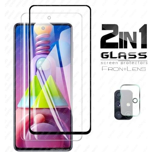 2 in 1 Tempered Glass On For Samsung Galaxy M51 Glass Camera Screen Protector For Samsung M51 Front Protective Film M 51 6.7inch