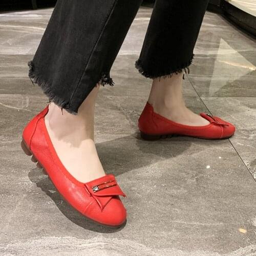 2020 Ballet Flats Shoes Women Black Square Toe Bowtie comfort Shoes Black For Lady New Arrival Patent Leather Flat Women U19-89