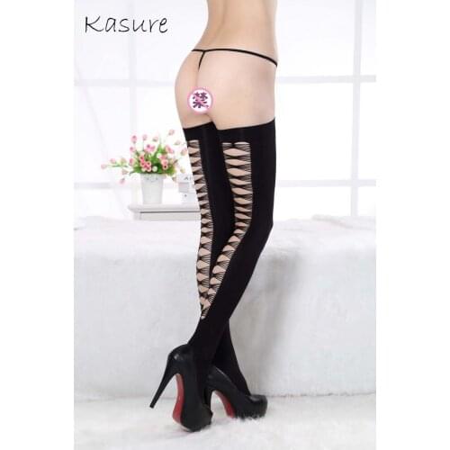 KASURE Ladies Sexy Stockings Over Knee Mesh Stockings With Hollow Out Back Women Fishnet Tights For Summer