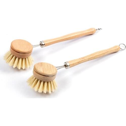 1pcs Plant Based Sisal Cleaning Brush Wooden Long Handle Vegetable Scrub Brush Head Replacement Biodegradable Kitchen Brushes