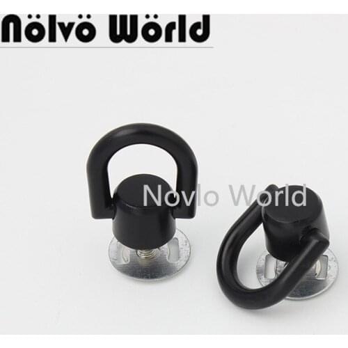 10-50 pieces Dark black 11mm Bag D Rings Rivet Screw Handbag Decor Studs Button Bag Gussets Clips Metal Ring Buckles