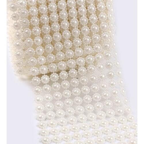 10mm 10 Rows Ivory White 1 Yard Half Round Sunflower ABS Plastic Pearl Beads Chain For DIY Garland Wedding Party Decoration