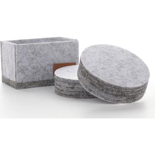 10pcs/set Round Felt Coaster Cup Mat Pad and 1 Storage Box for Bowl Mug Glass Plate Creative Placemats Drink Accessories