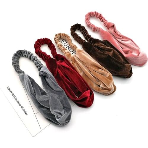 2018 korean fashion gold velvet knot turban headband women girls hair head bands wrap accessories for women scrunchy headwrap