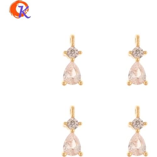 Cordial Design 50Pcs 4*9MM Jewelry Accessories/DIY Earring Making/Genuine Gold Plating/Hand Made/Earring Findings/Drop CZ Charms