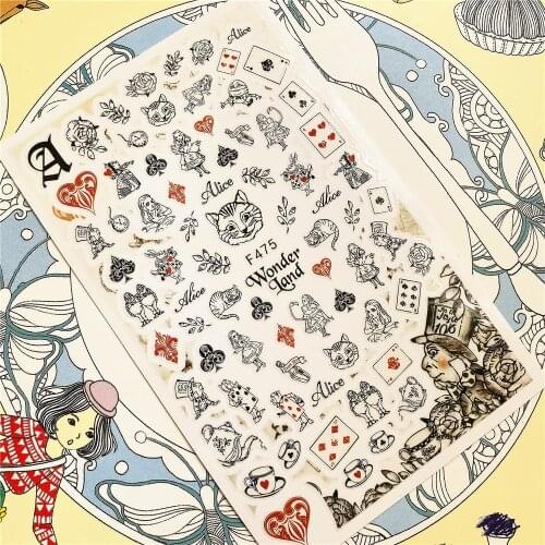 F-432 F-433 F-475 F-476 Beautiful princess card 3D Back glue Nail Art Stickers Decals Sliders Nail ornament decoration