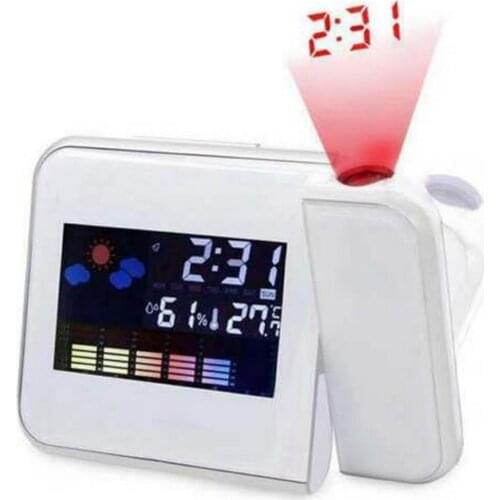 FM Radio Alarm Clock Projection Alarm Temperature Humidity Display USB Charging Clock LCD Digital Display Bedroom Snooze Clock
