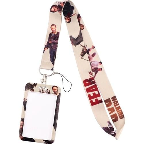 K3177 The Walking Dead Fashion Lanyard ID Badge Holder Bus Pass Case Cover Slip Bank Credit Card Holder Strap Card Holder