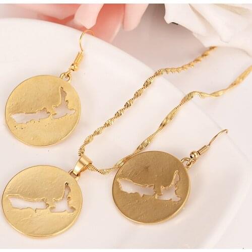 Dropship Outline Italy Map Round Necklace Country of Italy earrings Pendant for women Sicily Jewelry sets gift accesso