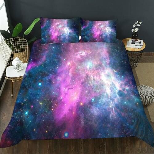 BailiPromise colourful Starry sky Galaxy bedroom Bedding Set 3D Print Pillowcase Soft Duvet Cover Set ensemble de literie