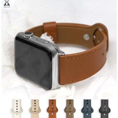 Leather pin buckle strap for Apple Watch series strap 6 SE 5 4 3 2 1 Sports strap modern design single ring suitable for iWatch