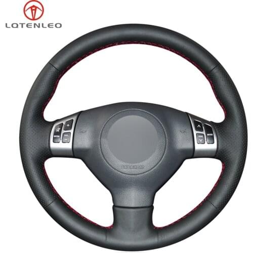 LQTENLEO Black Genuine Leather Steering Wheel Cover For Suzuki Swift Sport 2005-2011 Splash 2007-2015 Opel Agila 2008-2015