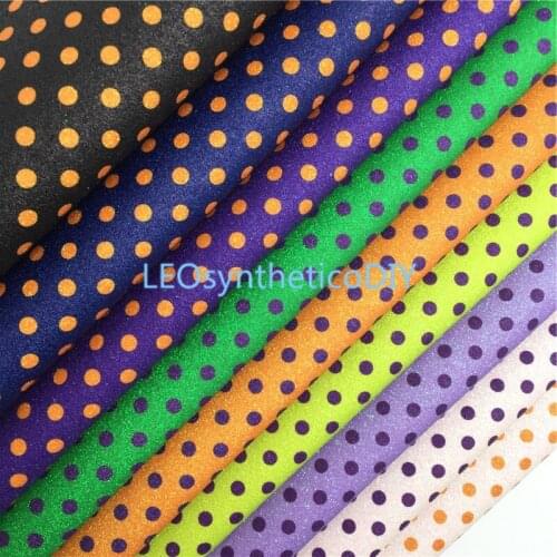 Mini roll Halloween Orange and Purple Polka Dots Printed on Fine Glitter with Soft Felt Backing LEOsyntheticoDIY T504