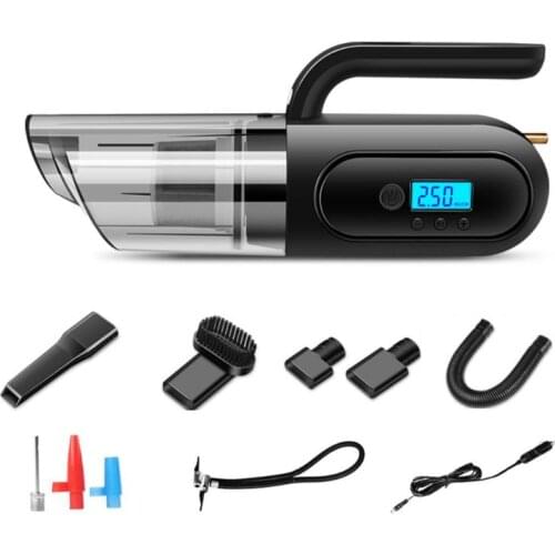 Multifunctional Vehicle-Mounted Vacuum Cleaner with Air Pump Tire Pressure Monitoring Lighting Portable Convenient Car Vacuum