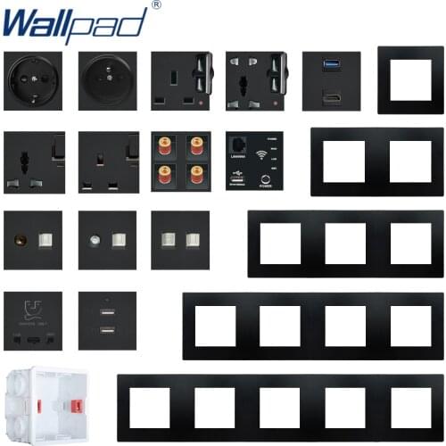 Wallpad DIY Module Black PC Panel Wall Power Socket Electrical Outlet S6 Function Key Free Combination