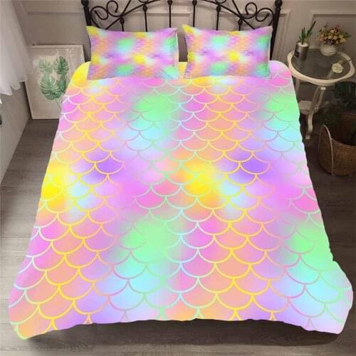Bedding Set 3D Printed Duvet Cover Bed Set Sea Mermaid Home Textiles for Adults Lifelike Bedclothes with Pillowcase #MRY12