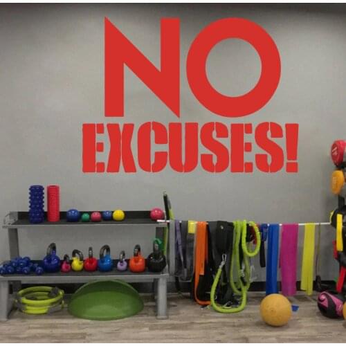 No Excuses Quote Wall Decal Home Gym Wall Decor Fitness Workout Inspirational Motivation Quotes Wall Stickers Decal Bedroom G222