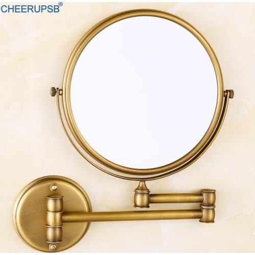 Wall Mounted Vintage Makeup Mirror Bathroom Double Sides Rose Gold Magnifying Mirrors 8" Round Cosmetic Beauty Shaving Mirror