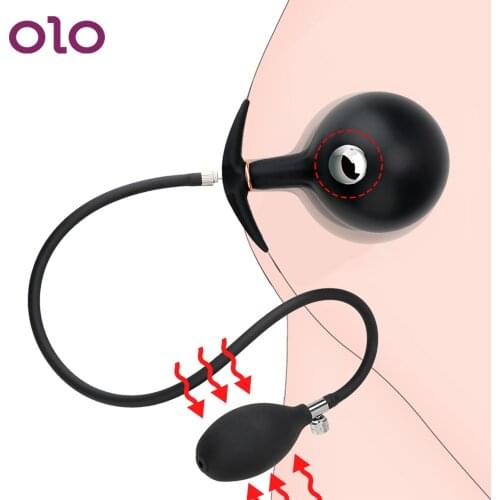 OLO Inflatable Anal Plug With Metal Ball Expandable Butt Dilator Dildo Pump Adult Products Prostate Massager Sex Toys for Women