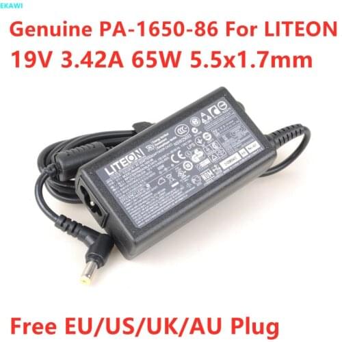 Genuine 19V 3.42A 65W 5.5x1.7mm SADP-65KB PA-1650-86 AC Adapter For Acer ASPIRE ZC-606 4720 Travelmate 5742G 4750 TM4750 TM5742