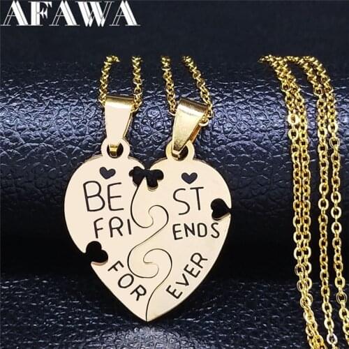 2PCS 2021 Best Friend Stainless Steel Necklaces for Women Gold Color Necklace Pendant Jewelry cadenas de acero inoxidab N750S01