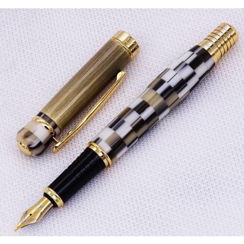 Kaigelu 336 Marble Celluloid Fountain Pen Iridium Medium Nib, Beautiful White Pattern Writing Gift Pen Office Business Supplies