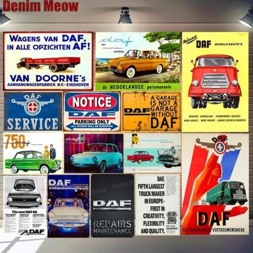 DAF Service Poster Vintage Metal Plate Home Bar Pub Garage Truck Decor DAF Parking Only Wall Sticker AUTOMATIC Tin Sign ZSS29