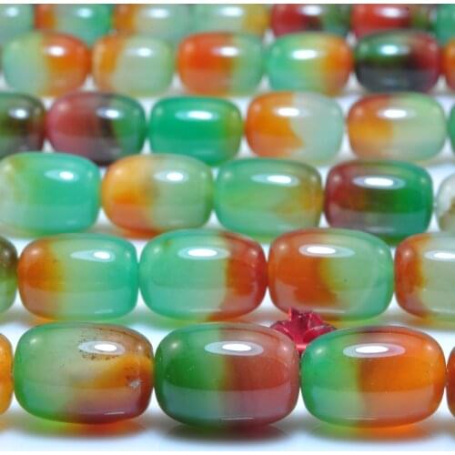 Rainbow Agate Smooth Barrel Drum Loose Beads Wholesale Gemstone Semi Precious Stone Bracelet Necklace Diy Jewelry Making Design