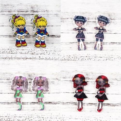 Rainbow Girl Doll Flat Back Planar Resin Cabochon DIY Acrylic Accessories DIY Mobile Phone Case Headband,5Yc18691