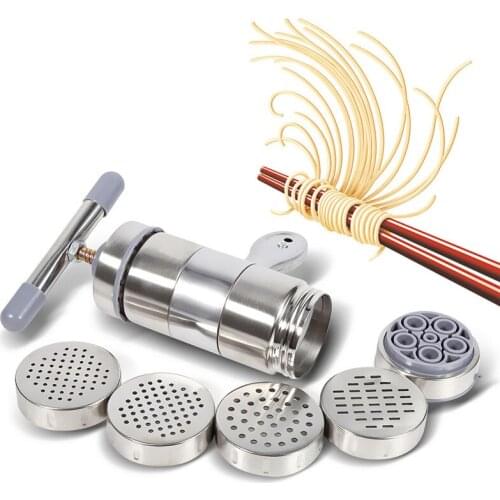 Manual Noodle Maker Press Pasta Machine Crank Cutter Fruits Juicer Cookware With 5 Pressing Moulds Making Spaghetti Kitchenware