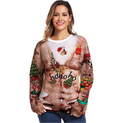 Unisex Ugly Christmas Jumper Sweatshirt Men Xmas Round Neck Long Sleeve Top Sweatshirt S-XXL